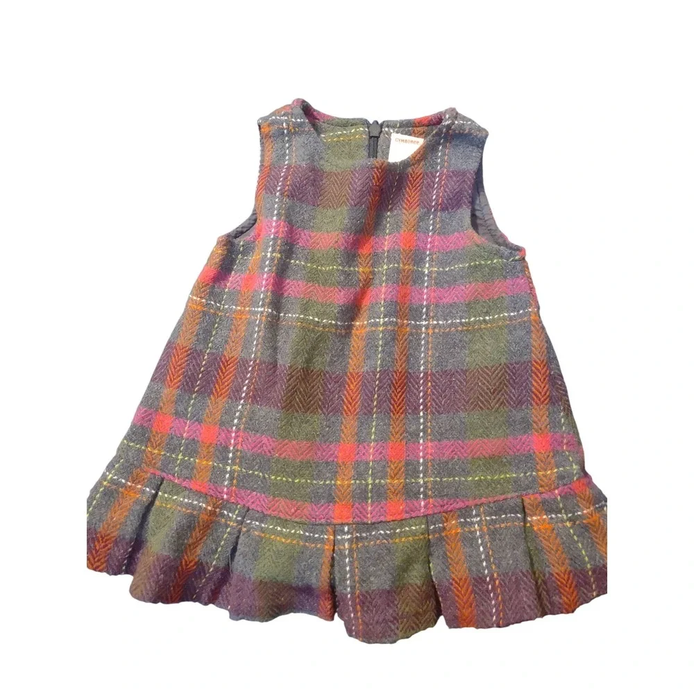 Gymboree Baby Girl Plaid Herringbone Jumper Dress Wool Blend 6-12 Months